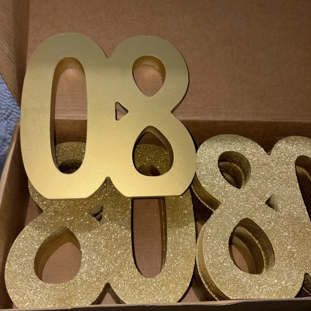 6 PCS 80th Birthday Decoration Gold Glitter Number Table Topper Centerpiece